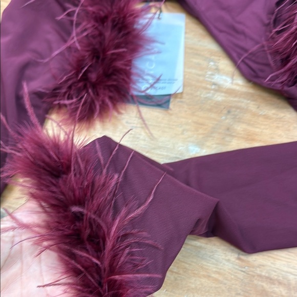 Outcast Maroon Feather Accent cardigan - Picture 4 of 4